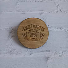 Підставка під стакан віскі Jack Daniels дерев'яна з гравіюванням 8см. Костери під віскі. Костери круглі