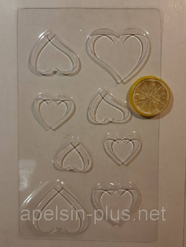 Купить Пластиковая форма для шоколада Сердца на 8 ячеек недорого Харьков