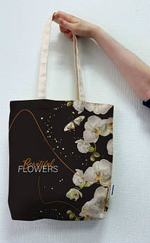 Еко сумка шоппер Білі орхідеї