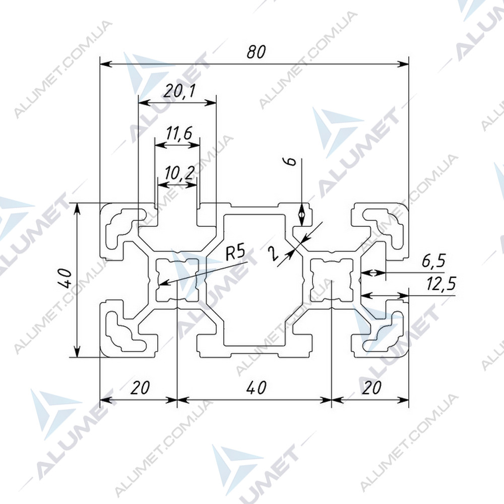 Станочный профиль 40х80 T-track анодированный (3842993130) - фото 2 - id-p1551790112