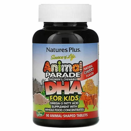 Риб'ячий жир для дітей, DHA for Kids, Nature's Plus, Animal Parade, вишневий смак, 90 жувальних цукерок, фото 2