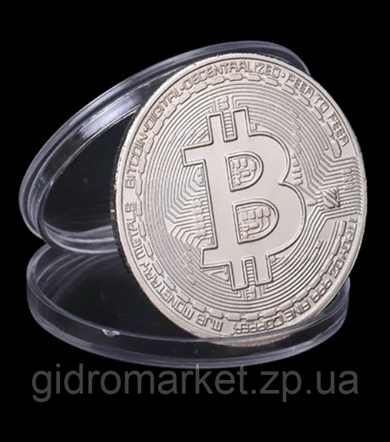 BTC Сувенірна монета Биткони Bitcoin в капсулі, колір: срібло