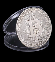 BTC Сувенірна монета Біконі Bitcoin у капсулі, колір: срібло