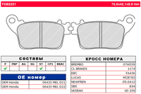 FDB 2221P Тормозні колодки задання Ferodo для мотоцикла HONDA, KAWASAKI, SUZUKI