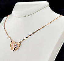 Ланцюжок Stainless Steel. Сталь. Позолота ЧВ. Камені: циркон. Довжина: 41-45 см з кулоном 1,5 см