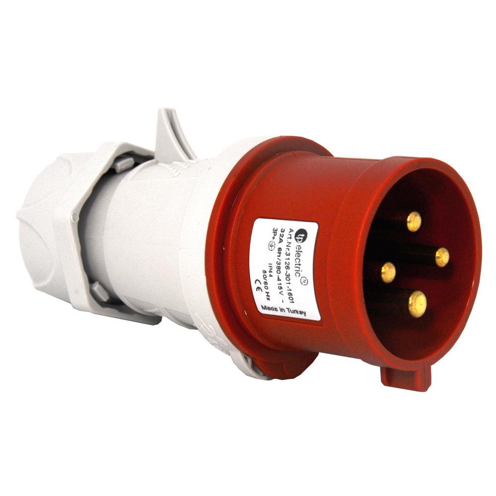 Виделка силова 32А/4 (3Р + РЕ) IP44, TP electric (3126-301-1601)