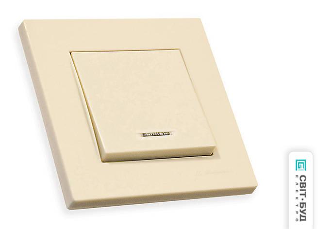 Вимикач 1 кл, 10А, зі світловим індикатором, "RITA" Mutlusan крем, фото 1