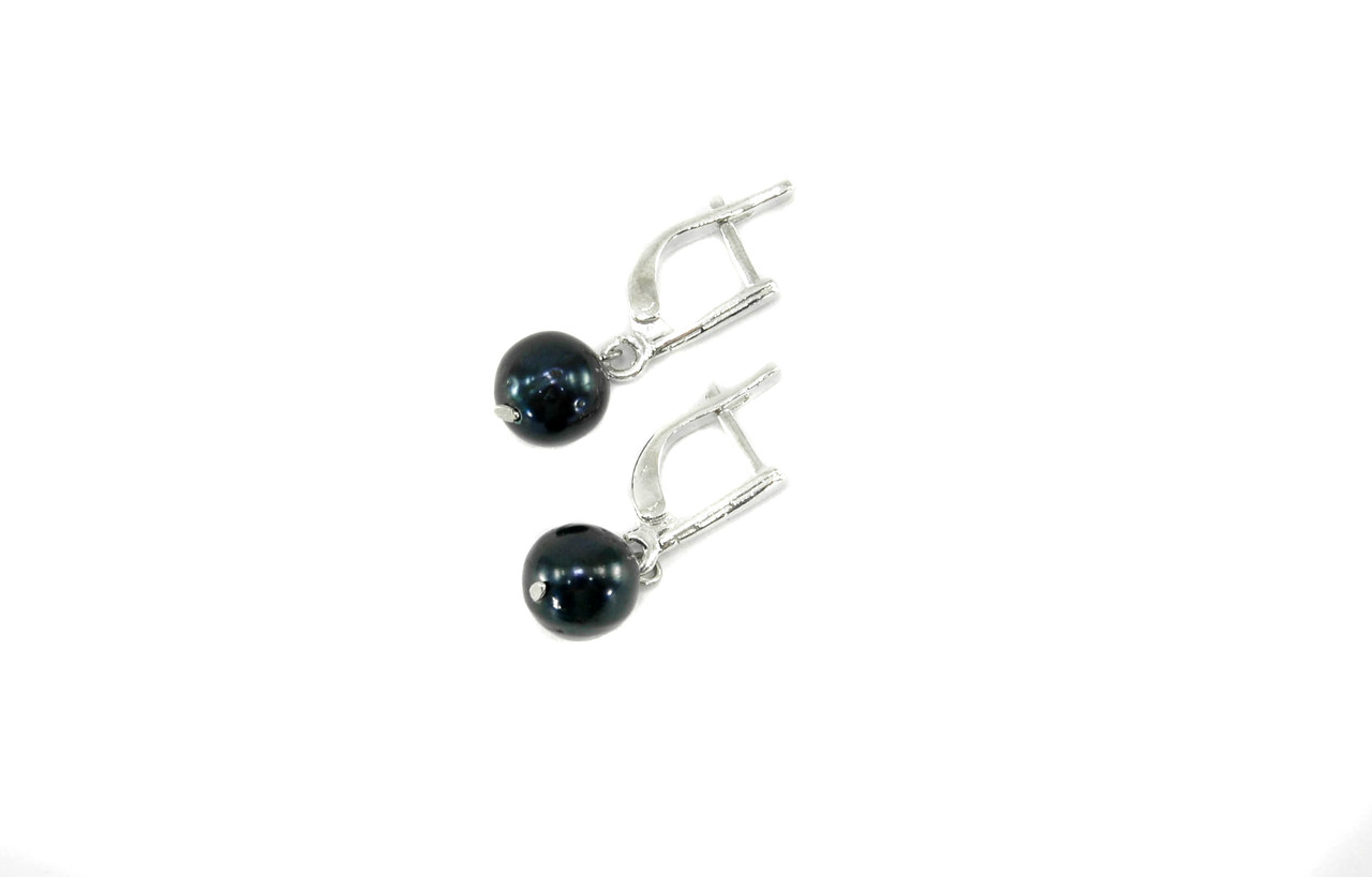 Сережки Перлини чорні Красиві сережки Сережки з натуральних перлин