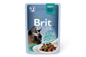 Вологий корм Brit Premium Cat pouch філе яловичини в соусі для котів 85 г