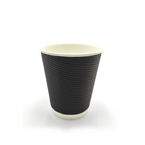 Стакан гофрований 270мл чорний 25шт, фото 1