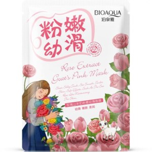Тканинна маска для обличчя BIOAQUA Rose Extract Goats Pink Mask з козячим молоком і екстрактом троянди 30 г