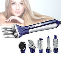 Професійний фен для сушіння волосся Gemei GM 4834 6в1 / Фен-стайлер для укладання з насадками