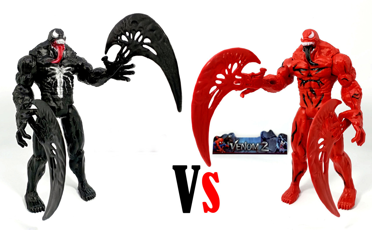 Набір із 2 шт Фігурок Веном 2 Чорний Vs Червоний (Venom 2) 15 см зі світлом на грудях