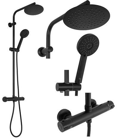 Душовий гарнітур REA BLISS BLACK чорний з термостатом *, фото 1