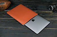 Кожаный чехол для MacBook Дизайн №1 с войлоком, натуральная кожа Grand, цвет коричневый, оттенок Коньяк