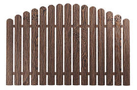 Штахети темний дуб 105 мм одно сторонній 3D (металеві євроштахети темне дерево)