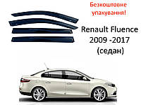 Дефлекторы окон на Renault Fluence 2009 -2017 (седан). Ветровики на Renault Fluence (HIC)