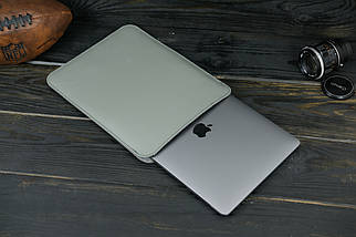 Шкіряний чохол для MacBook Air 13" (2018-2021) Дизайн №1 з повстю, натуральна шкіра Grand, колір Сірий, фото 3
