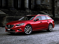 Дефлекторы окон Mazda 6 2012 -> Combi С Хром Молдингом (HIC)Ветровики на Mazda 6 универсал