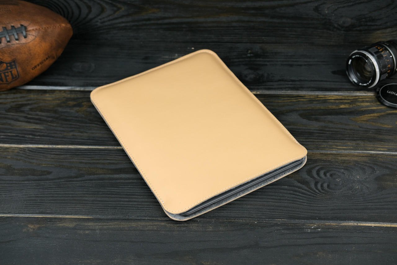 Шкіряний чохол для MacBook Air 13" (2018-2021) Дизайн №1 з повстю, натуральна шкіра Grand, колір Бежевий