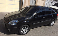 Дефлекторы окон на Kia Rio II седан 2005-2011 (скотч) AV-Tuning. Ветровики на Kia Rio 2