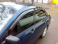 Дефлектори вікон на Mitsubishi Lancer 9 седан 2003-2009 (скотч) AV-Tuning. Вітровики на Mitsubishi Lancer