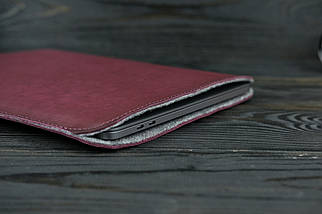 Чохол для MacBook Дизайн №1 з повстю з натуральної шкіри колір Бордо, фото 2