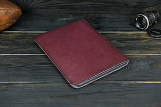 Чохол для MacBook Дизайн №1 з повстю з натуральної шкіри колір Бордо, фото 4