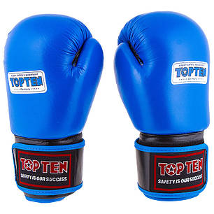 Боксерские перчатки кожаные синие 10oz TopTen, фото 2
