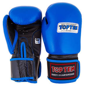 Боксерские перчатки кожаные синие 10oz TopTen, фото 2