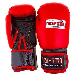 Боксерські рукавички червоні шкіряні 10oz TopTen, фото 2