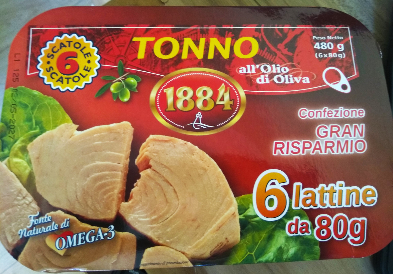Тунець "1884" в оливковій олії 6х80гр