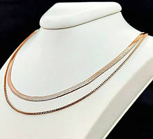 Подвійний ланцюжок Stainless Steel. Сталь. Позолота ЧВ. Довжина: 42-46 см