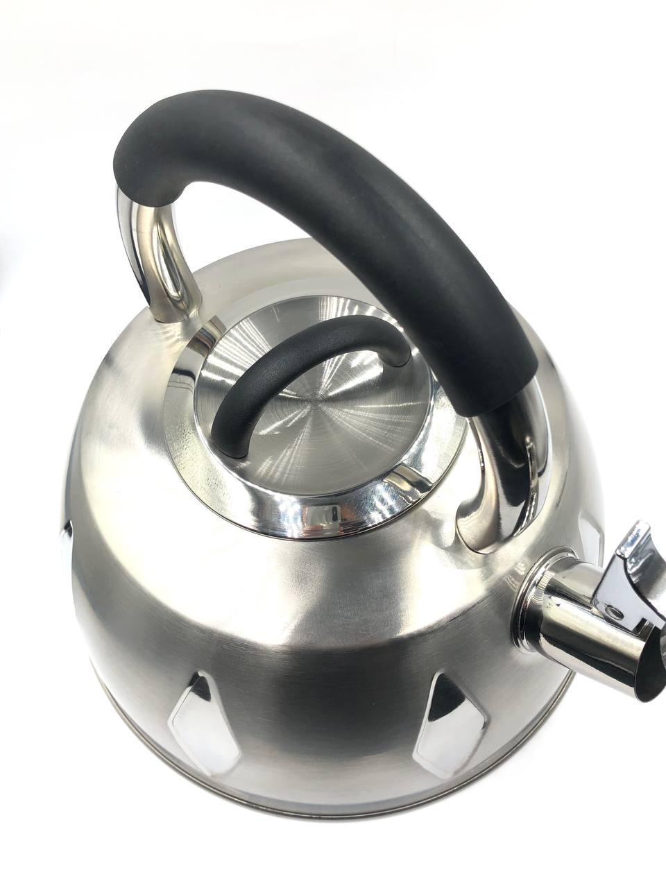 Чайник со свистком 3 л из нержавеющей стали для газовой плиты Rainberg / Металлический чайник для всех плит - фото 4 - id-p1538089841