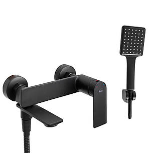 Смеситель для ванны REA STORM BLACK черный настенный с изливом, фото 2