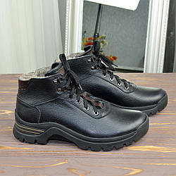 Черевики чоловічі на шнурівці, натуральна шкіра флотар. Колір чорний, коричневий