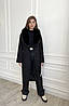Розкішне чорне зимове кашемірове пальто з хутром, фото 5