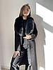 Розкішне чорне зимове кашемірове пальто з хутром, фото 3