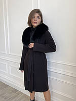 Элегантное женское пальто с мехом песца 40, 42, 44, 46, 48, 50 женское зимнее пальто из кашемира