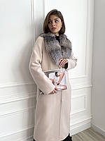 Роскошное женское пальто с мехом лисы 40, 42, 44, 46, 48, 50, 52 женское зимнее пальто из кашемира