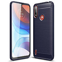 Чехол Carbon для Motorola Moto E7i / E7 Power / E7i Power бампер противоударный Blue