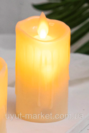 Світлодіодна свічка з імітацією полум'я 75х150мм, 2700К парафіновий віск з пультом ДУ, фото 1