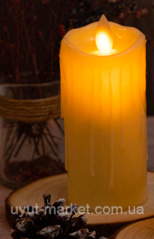 Свічка елетронна воскова LED 75х200мм, 2700К з пультом ДК 3хАА, фото 1