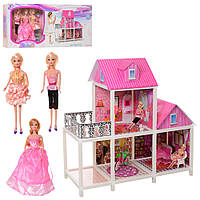 Домик для кукол игрушечный Для принцесс с набором кукол и мебели, с красивым балконом и велосипедом