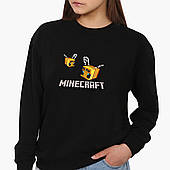 Світшот жіночий Майнкрафт (Minecraft Bee face) (8771-3613-5) Чорний