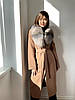 Зимовий кашемірове розкішне брендове довге пальто з хутром лисиці, фото 6