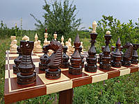 Классический шахматный набор: фигуры "Elite" из натуральной древесины с резьбой по дереву, классическая доска.