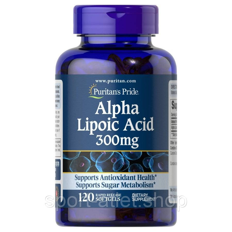 Натуральна добавка Puritan's Pride Alpha Lipoic Acid 300 mg, 120 гелевих капсул