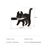 Брошка Чорний кіт із ножем, значок, пін., фото 3