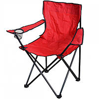 Стілець-крісло туристичний розкладний в чохлі для риболовлі, пікніка, кемпінгу 80х40х40 см кол.червоний